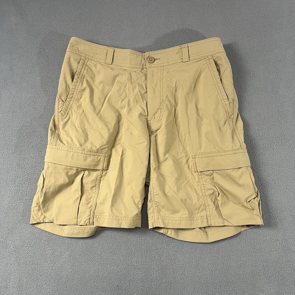 Rei Co-op Shorts Mens Size 30 Beige Sahara Cargo Elastic Waist 9" Inseam Hiking